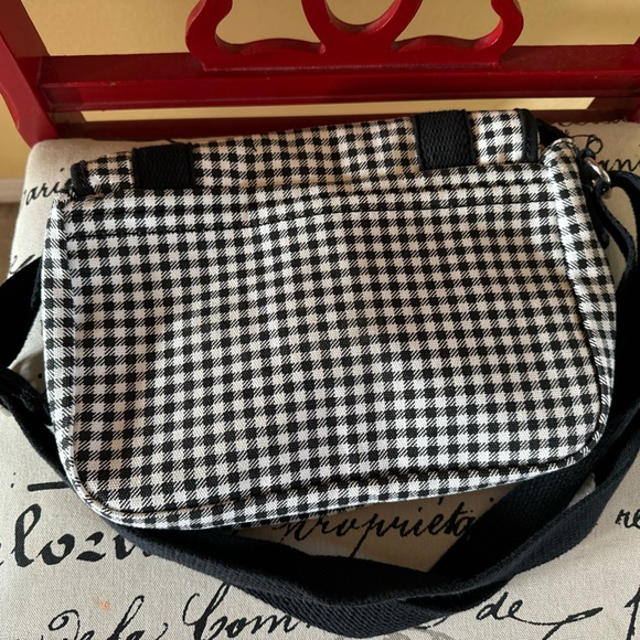 Lands' End Canvas Houndstooth Black and White Crossbody Shoulder Bag NEW - Picture 5 of 5